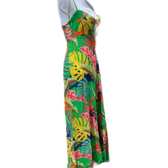 Olivaceous Floral Maxi Dress With Slit - Picture 4 of 12